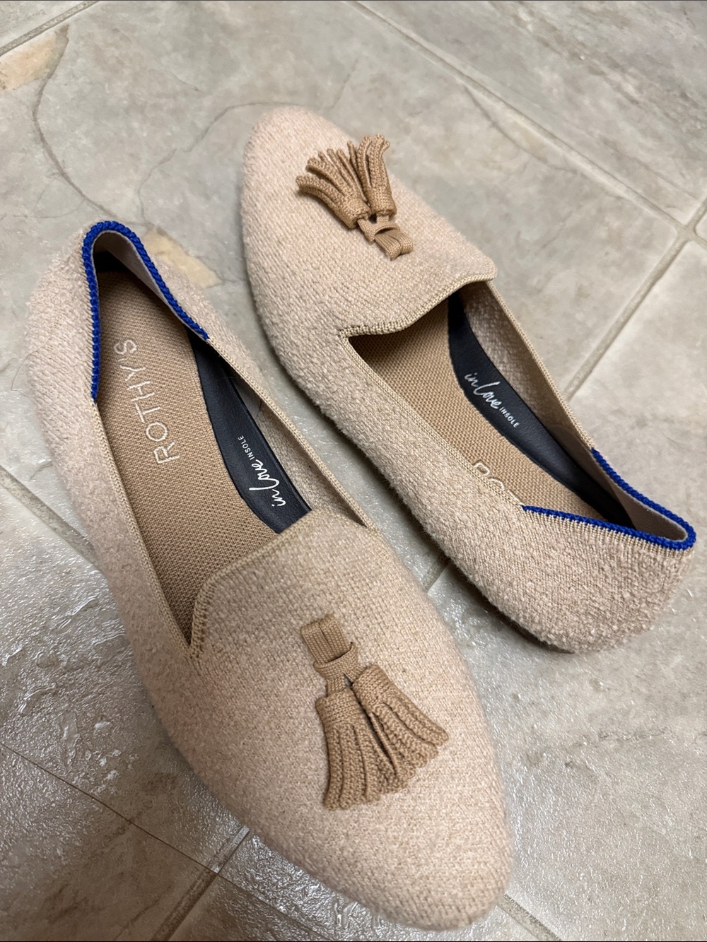 Rothy's Beige Tassel Loafers Size 6